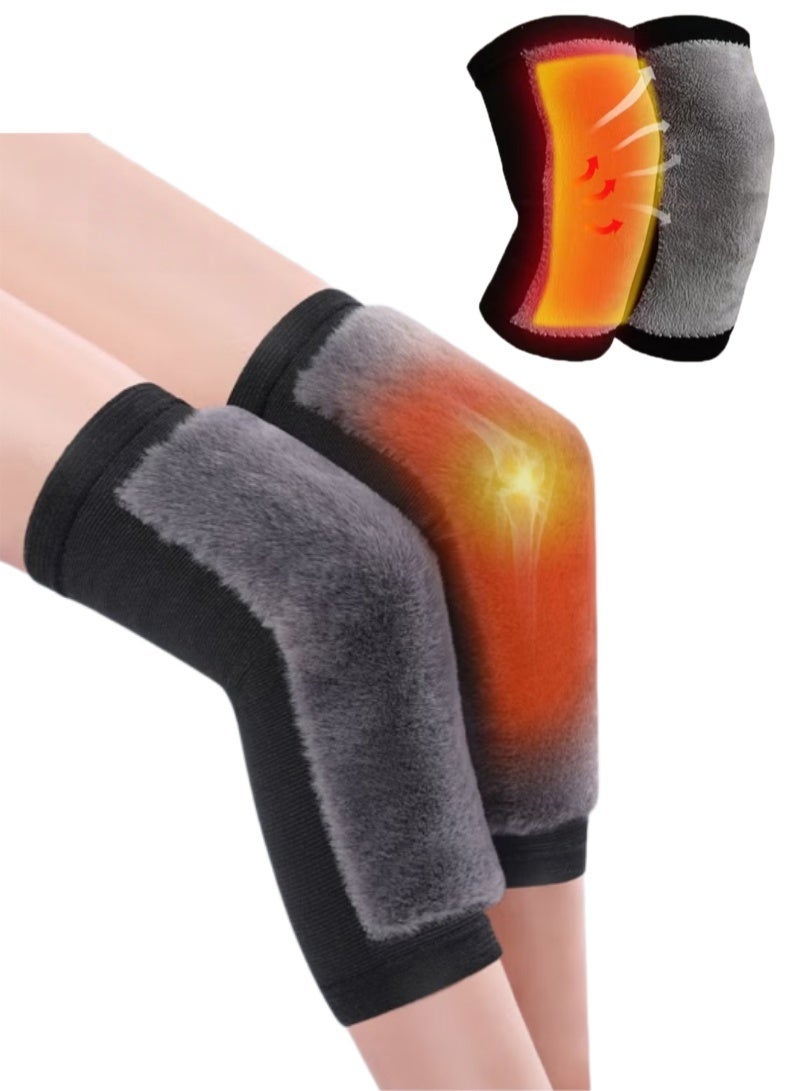 Women Men Knee Warmers Knee Brace Sleeve Leg Warmer Wool Cashmere Thicken Knee Supports Knee Pads Legging Stocking Warm Thermal Ski Cycling Knee Brace Sleeve for Joint Pain Arthritis (1 Pair) - Image 1
